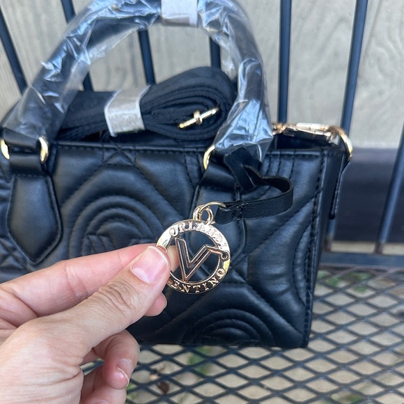 Valentino Orlandi Black Quilted Crossbody Bag with Bag Charm - Picture 4 of 16